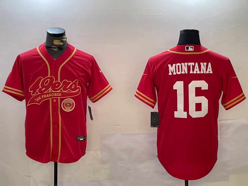 Men San Francisco 49ers #16 Montana Red Joint Name 2024 Nike Limited NFL Jersey style 12095->san francisco 49ers->NFL Jersey